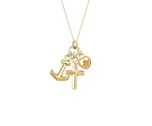 Elli Kreuz Herz Anker Glaube Liebe 925 Sterling Silber goldfarben Damen