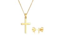 Elli Kreuz Kette Ohrstecker 925 Silber golfarben Damen