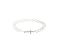 Elli Armband Damen Kreuz Elegant mit Muschelkernperlen und Kristallen aus 925 Sterling Silber