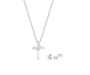 Elli Kreuz Solitär 925 Silber, mit Kristallen von Swarovski® silberfarben Damen