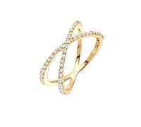 Elli Ring Damen Wickel X mit Zirkonia Kristallen in 925 Sterling Silber Vergoldet