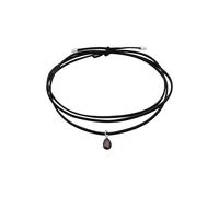 Elli Kunstleder Choker Zirkonia Tropfen Anhänger 925 Silber Schwarz Damen