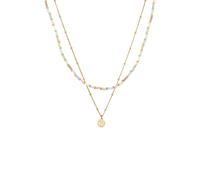Elli Layer Glas Beads Pastell Plättchen Anhänger 925 Sterling Silber goldfarben Damen