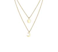 Elli, Halskette Layer Halbmond Sonne Astro 925er Sterling Silber in gold, Schmuck für Damen Gr. 40 cm