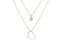 Elli Layer Herz Solitär 925 Silber, mit Kristallen von Swarovski® goldfarben Damen