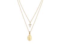 Elli Layer Marienbild Kreuz Zirkonia Weiß 925 Sterling Silver goldfarben Damen