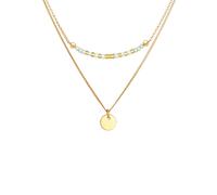 Elli Layer Plättchen Glas Perlen Boho 2-lagig 925 Silber goldfarben Damen