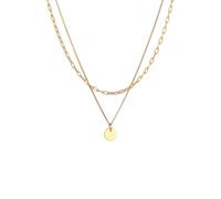 Elli Layer Plättchen Gliederkette 925 Silber goldfarben Damen