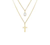 Elli Layer Zirkonia Kreuz Glaube 925 Silber goldfarben Damen