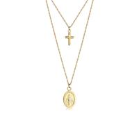 ELLI Damen Halskette Kreuz, Layer, Marienbild gold, Größe 40, 4624244 Gold 40