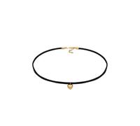 Elli Lederkette Velour Optik Herz Anhänger 925 silber goldfarben Damen