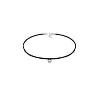 Elli Lederkette Velour Optik Herz Anhänger 925 silber Schwarz Damen