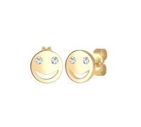 Elli mit Happy Smiling Face 925 Silber, Kristallen von Swarovski® goldfarben Damen