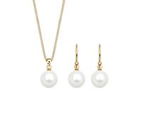 Elli Schmuckset Damen Elegant Set Ohrhänger Basic mit Muschelkernperlen in 925 Sterling Silber