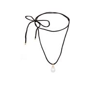 Elli Muschelkernperle Tropfen Satinband 925 Silber Schwarz Damen