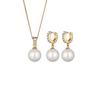 Elli Muschelkernperlen Weiß Glas Kristalle 925 Sterling Silber golfarben Damen