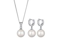 Elli Muschelkernperlen Weiß Glas Kristalle 925 Sterling Silber silberfarben Damen