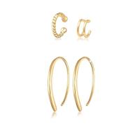Elli Ohrring-Set »Basic Set Creolen Earcuff Blogger Trend 925 Silber«, goldfarben