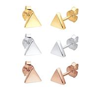Elli Ohrringe Damen 3er Set Dreieck Geo Stecker im Tricolor Design | 925 Sterling Silber