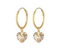 Elli Ohrringe Damen Creole Herz Liebe mit Kristalle in 925 Sterling Silber vergoldet