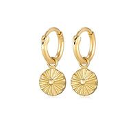 Elli Ohrringe Damen Creolen Anhänger Plättchen Sonne Antik Vintage Trend in 925 Sterling Silber Vergoldet