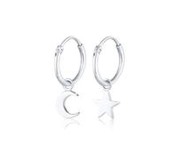 Elli Ohrringe Damen Creolen Anhänger Stern Mond 925 Silber