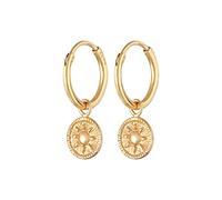 Elli Ohrringe Damen Creolen Coin Sonne Rund 925 Sterling Silber Vergoldet