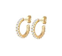 Elli Ohrringe Damen Creolen Geo mit Zirkonia Kristalle 925 Silber vergoldet