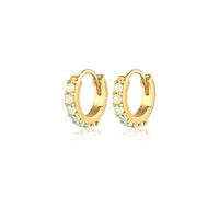 Elli Ohrringe Damen Creolen Klassisch Elegant mit synthetischem Opal | 925 Silber