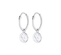 Elli, Ohrringe Creolen Plättchen Coin Organic Look 925 Silber in silber, Schmuck für Damen Gr. OneSize