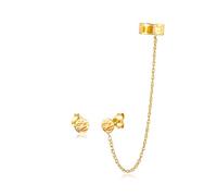 Elli Earcuff Stecker Rund Organic Struktur 925 Silber goldfarben Damen