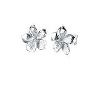 Elli Paar Ohrstecker »Frangipani Blüte Blume Filigran 925 Silber«, silberfarben