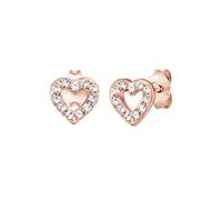 Paar Ohrstecker ELLI "Ohrstecker Herz Kristalle 925er Silber" Ohrringe Gr. OneSize, mit Steinen, Silber 925 (Sterlingsilber), rosegold (rosegold, weiß) Damen Ohrstecker (22074626-0)
