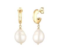 Elli Paar Ohrhänger »Creolen Barock Süßwasserzuchtperlen 925 Silber«, goldfarben
