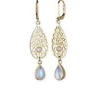 Elli Paar Ohrhänger »Mondstein Tropfen Ornamente 925 Silber«, goldfarben