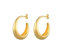 Elli Paar Creolen »Creolen Hänger Chunky Hoops Basic Cool 925 Silber«, goldfarben