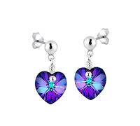 Elli Ohrhänger-Set »Blue Hearts Swarovski® Crystals 925 Sterling Silver«, Herz, Violett