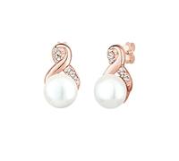 Elli Ohrringe Damen Infinity Perle mit Kristalle in 925 Sterling Silber Rosé vergoldet