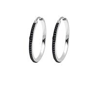 Elli Ohrringe Damen Klassisch Creolen mit Kristalle Schwarz in 925 Sterling Silber