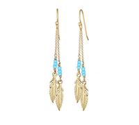 Elli Ohrringe Damen Ohrhänger Feder Beads Boho
