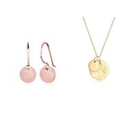 Elli Ohrringe Damen Ohrhänger Geo Plättchen Minimal Trend Matt in 925 Sterling Silber & Halskette Damen Plättchen Geo Organic Look in 925 Sterling Silber