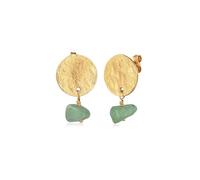 elli. PREMIUM Ohrringe Plättchen Vintage Aventurin 925 Silber Vergoldet, gold Gold