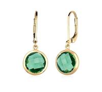 Elli PREMIUM, Ohrringe Quarz Basic Stilvoll Elegant 925 Silber Vergoldet in mittelgrün, Schmuck für Damen Gr. OneSize