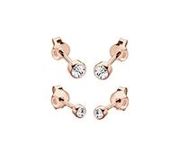 Elli Ohrringe Damen Ohrstecker 2er Set Basic mit Kristall in 925 Sterling Silber Rosévergoldet
