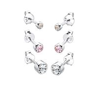 Elli Ohrringe Damen Ohrstecker Basic 3er Set mit Kristallen 925 Silber