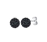 Elli, Ohrringe Glamour Kristalle 925 Silber in schwarz, Schmuck für Damen Gr. OneSize