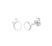 Elli, Ohrringe Basic Geo Kreis Emaille 925 Sterling Silber in weiß, Schmuck für Damen Gr. OneSize