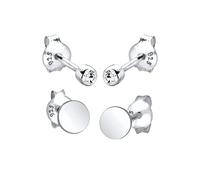 Elli Ohrringe Damen Ohrstecker Plättchen 2er Set mit Kristallen 925 Silber