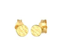 Elli Ohrringe Damen Ohrstecker Plättchen Gehämmert Kreis Rund Basic in 375 Gelbgold