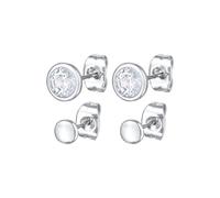 Elli Ohrringe Damen Ohrstecker Plättchen Geo Set Silberfarben mit Kristallen